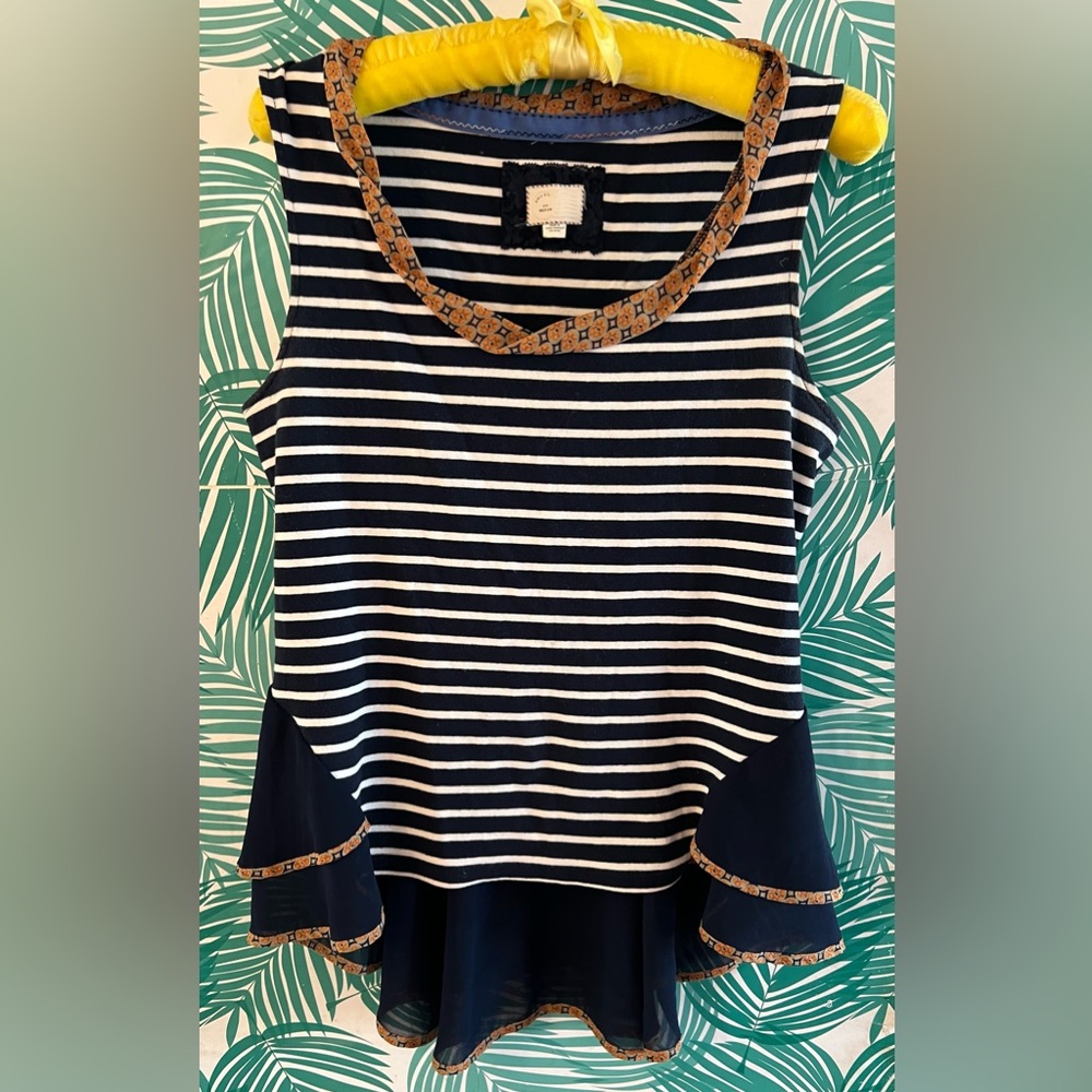Anthropologie Postmark: The New Stripe Peplum Tank Size Medium